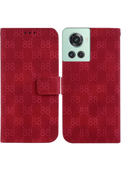 Oneplus 10R Çift 8 Kabartmalı Cüzdan Kapak Için Telefon Kılıfı Kart Tutucu Pu (Yurt Dışından)