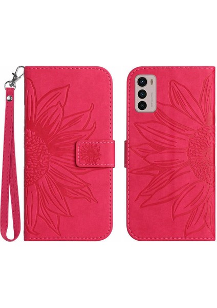 Motorola Moto G42 Kabartmalı Ayçiçeği Flip Cüzdan Telefon Kılıfı Pu (Yurt Dışından)