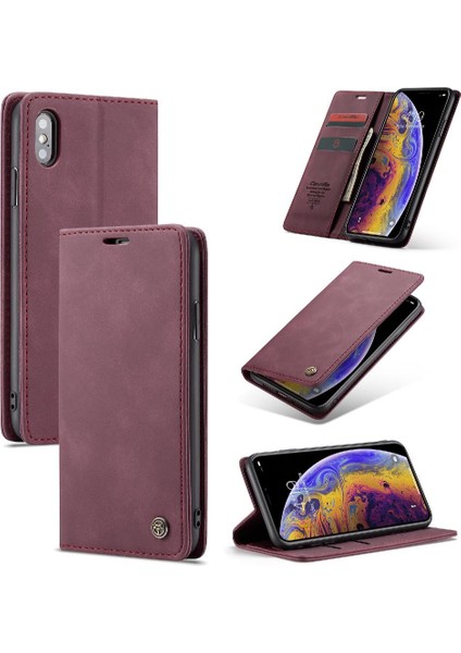 Iphone Xs Max Flip Folio Kitap Kılıf Için Flip Case Kart Yuvası Kickstand Pu (Yurt Dışından)