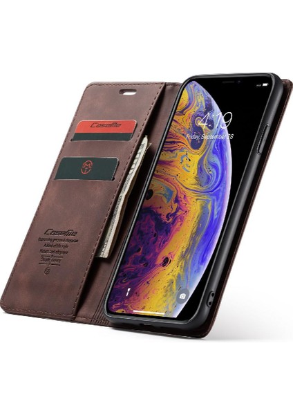 Iphone Xs Max Flip Folio Kitap Kılıf Için Flip Case Kart Yuvası Kickstand Pu (Yurt Dışından)