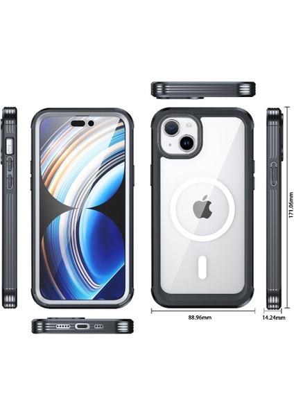 Iphone 15 Için Miracase Manyetik Kılıf Artı 360 Her Şey Dahil Askeri Damla (Yurt Dışından)
