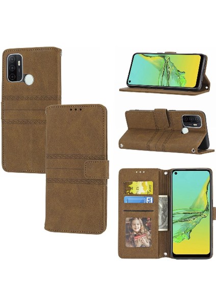 Oppo Için Flip Case A53 4g Darbeye Koruyucu Kickstand Cüzdan Kılıf Pu (Yurt Dışından)