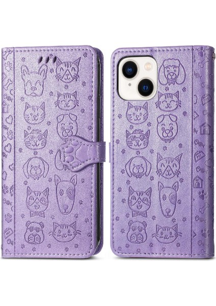 Iphone 14 Için Kılıf Artı Darbeye Karikatür Hayvanlar Deri Kılıf Flip (Yurt Dışından)
