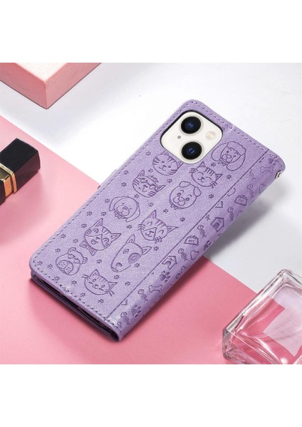 Iphone 14 Için Kılıf Artı Darbeye Karikatür Hayvanlar Deri Kılıf Flip (Yurt Dışından)