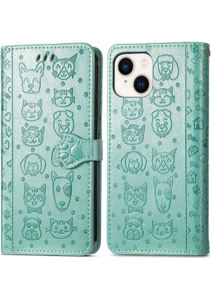Iphone 14 Için Kılıf Artı Darbeye Karikatür Hayvanlar Deri Kılıf Flip (Yurt Dışından)