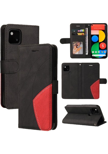 Kart Yuvası Standı ile Google Piksel 5 Için Kılıf Pu Deri Flip Folio Kılıf (Yurt Dışından)