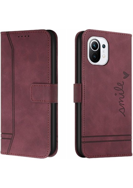 Telefon Kılıfı Için Xiaomi 11 Lite Manyetik Kapatma Pu Deri Flip Folio Kart (Yurt Dışından)