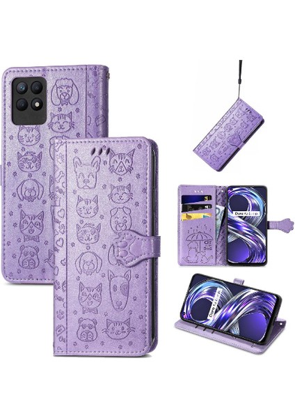 Realme 8i Kısa Kayış Karikatür Hayvanlar Için Kılıf Darbeye Kapak Kılıfı (Yurt Dışından)