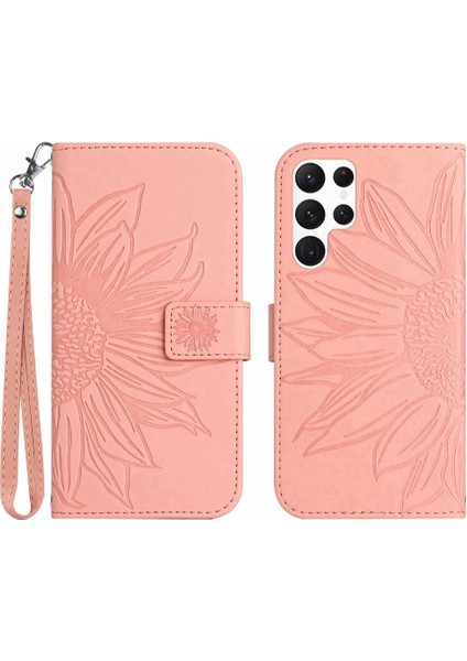 Kart Yuvaları Tutucu ile Samsung Galaxy S24 Ultra Için Kılıf Kabartmalı Flip Pu (Yurt Dışından)