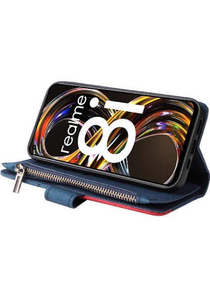 Realme 8i Iki Renkli Dikiş Dokuz Kart Yuvaları Fermuar Cüzdan Tarzı (Yurt Dışından) indirimleri