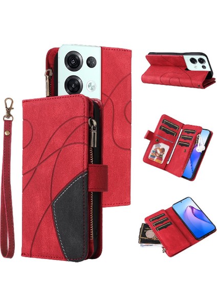 Kart Yuvası Standı Fermuar Cüzdan Tarzı ile Oppo Oppo 8 Pro 5g Için Kılıf (Yurt Dışından)