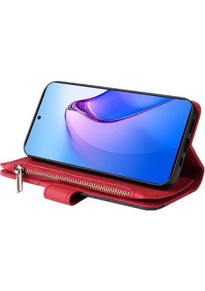 Kart Yuvası Standı Fermuar Cüzdan Tarzı ile Oppo Oppo 8 Pro 5g Için Kılıf (Yurt Dışından)