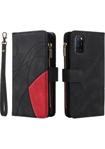 Oppo A92/A72/A52 Iki Renkli Dikiş Fermuar Cüzdan Tarzı Dokuz (Yurt Dışından) indirimleri