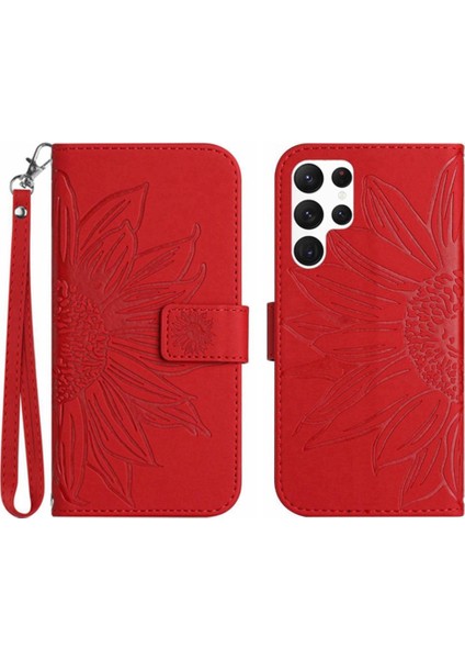 Kart Yuvaları Tutucu ile Samsung Galaxy S24 Ultra Için Kılıf Kabartmalı Flip Pu (Yurt Dışından)