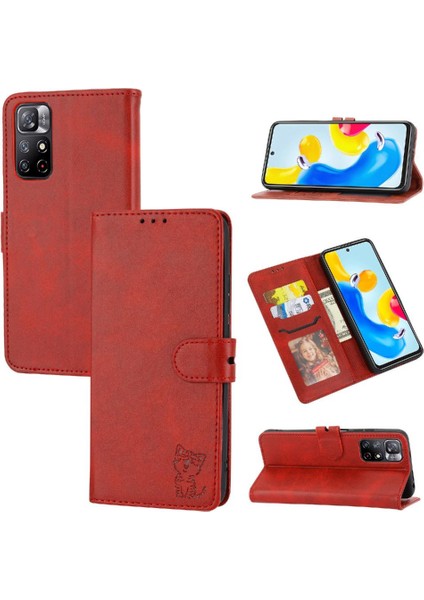 Cüzdan Kılıf Için Xiaomi Redmi Not 11 Pro Artı 5g Kart Tutucu Kabartmalı Tüm (Yurt Dışından)