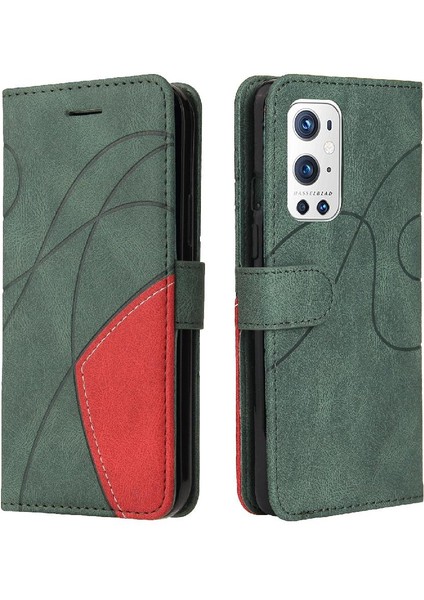 Kart Yuvası Standı Iki Renkli Dikiş Kickstand ile Oneplus 9 Pro Için Kılıf (Yurt Dışından)