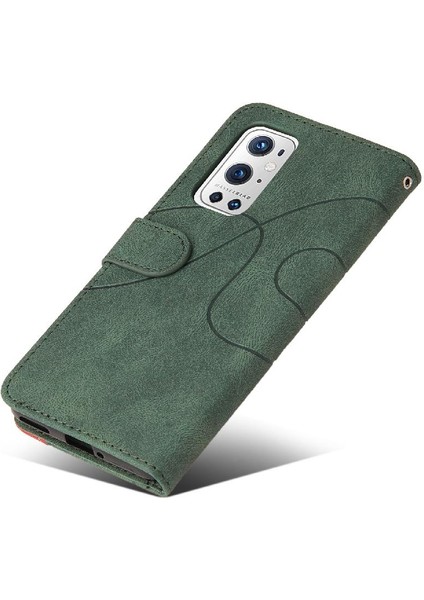 Kart Yuvası Standı Iki Renkli Dikiş Kickstand ile Oneplus 9 Pro Için Kılıf (Yurt Dışından)