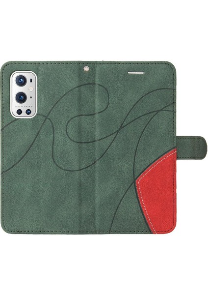 Kart Yuvası Standı Iki Renkli Dikiş Kickstand ile Oneplus 9 Pro Için Kılıf (Yurt Dışından)