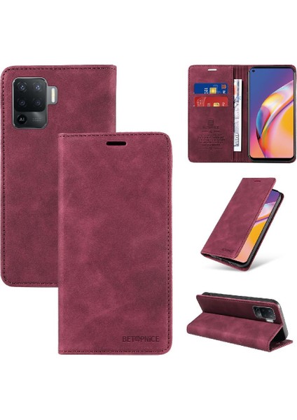 Gx Shop Oppo A94 4g Için Kılıf Folio Cüzdan Manyetik Pu Deri Koruyucu (Yurt Dışından)