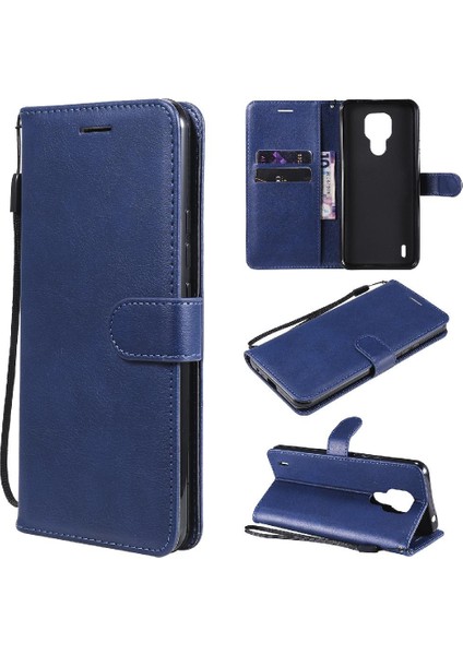 Motorola Moto E7 Klasik Düz Renk Için Flip Case Kart Yuvası ile Yüksek (Yurt Dışından)