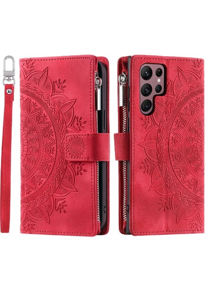 Kırmızı Dikey Çizgili Yüksek 2-In-1 ile Samsung Galaxy S22 Ultra 5g Için Kılıf (Yurt Dışından)