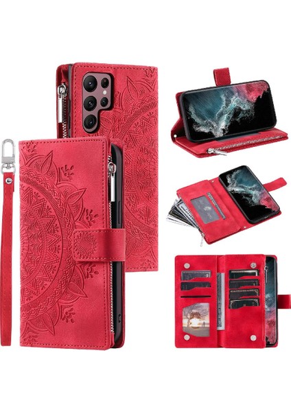 Kırmızı Dikey Çizgili Yüksek 2-In-1 ile Samsung Galaxy S22 Ultra 5g Için Kılıf (Yurt Dışından) modelleri