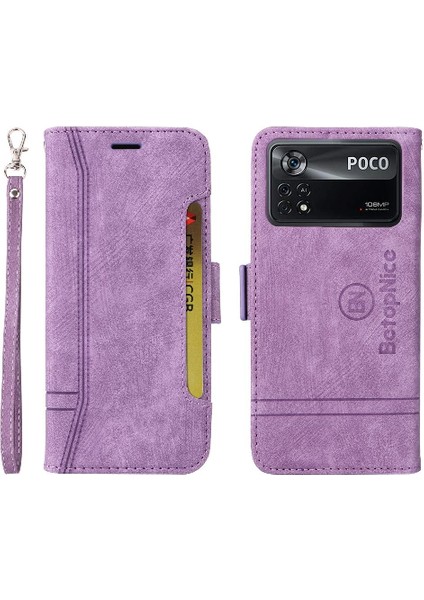 Xiaomi Poco X4 Pro 5g Tpu Deri Manyetik Kart Yuvaları Cüzdan Flip Case (Yurt Dışından)