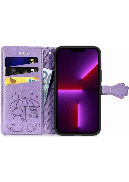 Iphone 13 Mini Deri Kılıf Kapak Kapak Darbeye Karikatür Kısa (Yurt Dışından)