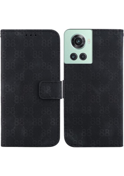 Oneplus 10R Çift 8 Kabartmalı Cüzdan Kapak Için Telefon Kılıfı Kart Tutucu Pu (Yurt Dışından)