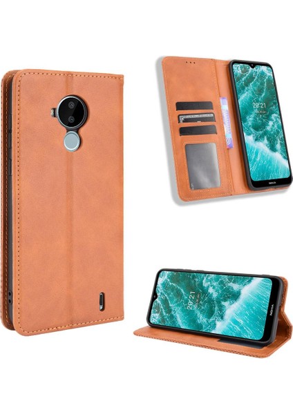 Nokia C30 Cüzdan Manyetik Kapatma Pu Deri Kılıf (Yurt Dışından)