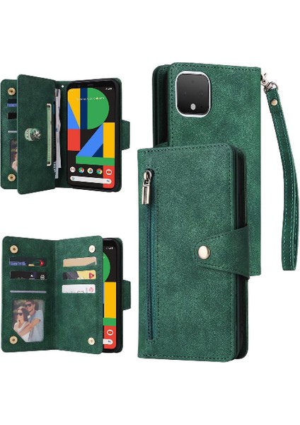 El Kayışı ile Google Piksel 4 Fermuar Cüzdan Kapak Kart Tutucu Için Kılıf (Yurt Dışından)