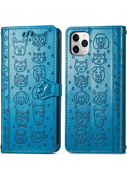 IPhone 11 Için Kılıf Pro Deri Kılıf Kısa Kayış Kapak Kapak Karikatür Hayvanlar (Yurt Dışından)