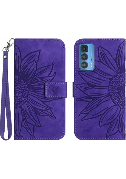 Motorola Kenar 20 Pro Için Kılıf Kart Yuvaları Tutucu ile Kısa Kayış Kabartmalı (Yurt Dışından)