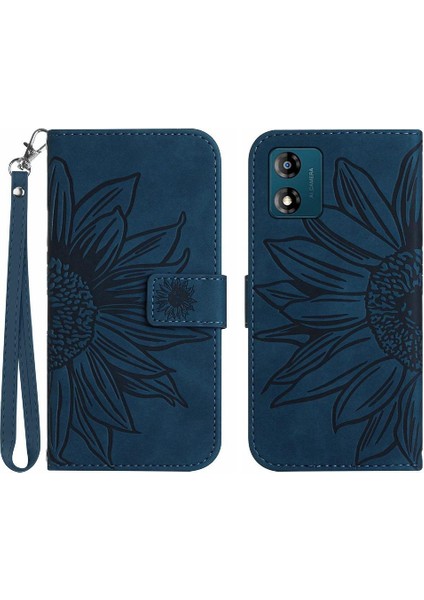 Motorola E13 Için Kart Yuvaları Tutucu ile Kabartmalı Ayçiçeği Flip Telefon (Yurt Dışından)