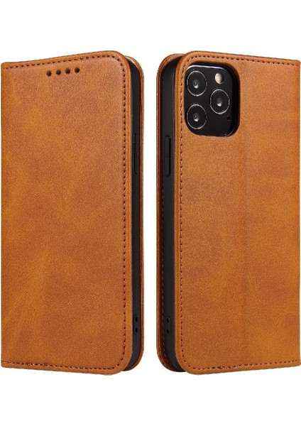 Iphone 14 Için Kılıf Pro Max Deri Folio Flip Case Manyetik Karbon Fiber (Yurt Dışından)