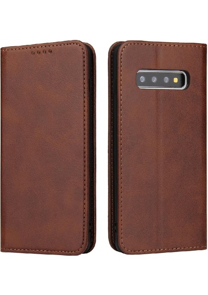 Samsung Galaxy S10 Artı Deri Folio Flip Case Kart Ekleme (Yurt Dışından)