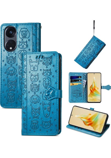 Oppo Oppo 8t 5g Flip Kapak Için Kılıf Karikatür Hayvanlar Kısa Kayış Deri (Yurt Dışından)