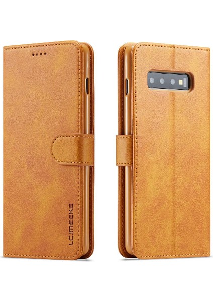 Samsung Galaxy S10 Artı Buzağı Doku Yatay Çevir Deri Kılıf (Yurt Dışından)