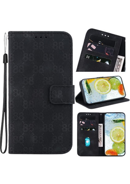 Telefon Kılıfı Için Oppo A16K Çift 8 Kabartmalı Kickstand Cüzdan Kapak Kart Pu (Yurt Dışından)