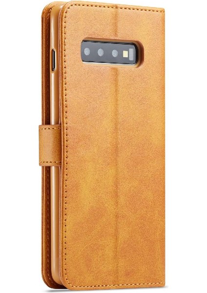 Samsung Galaxy S10 Artı Buzağı Doku Yatay Çevir Deri Kılıf (Yurt Dışından)