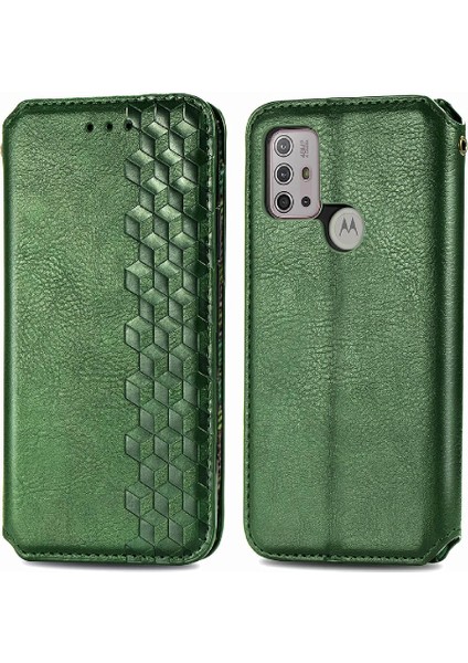 Motorola Moto G30 Zarif Iş Deri Kılıf Kapak Çevirin (Yurt Dışından)