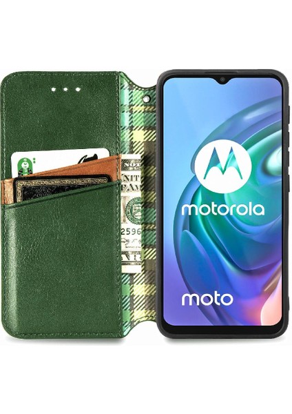 Motorola Moto G30 Zarif Iş Deri Kılıf Kapak Çevirin (Yurt Dışından)