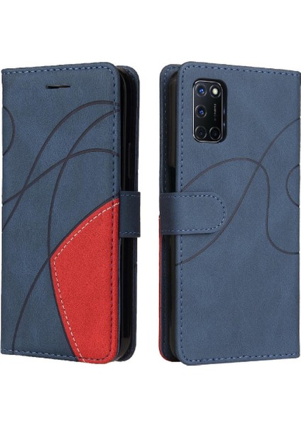 Oppo A92/A72/A52 Kart Yuvası Standı Iki Renkli Dikiş Pu (Yurt Dışından)