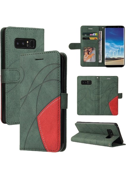Samsung Galaxy Not 8 Için Kılıf Iki Renkli Dikiş Pu Deri Flip Folio (Yurt Dışından)