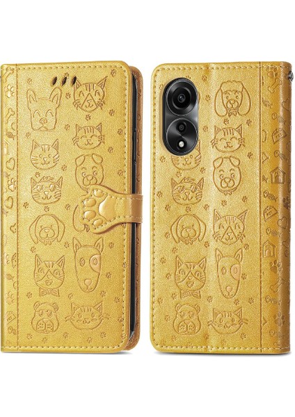 Oppo A78 4g Için Kılıf Deri Kılıf Kapak Çevirin Darbeye Kısa Kayış (Yurt Dışından) fırsatları