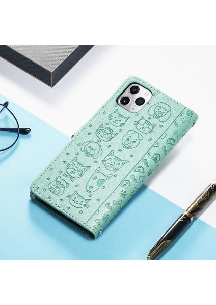 IPhone 11 Için Kılıf Pro Deri Kılıf Kısa Kayış Kapak Kapak Karikatür Hayvanlar (Yurt Dışından)