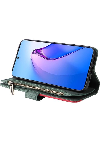 Kart Yuvası Standı Fermuar Cüzdan Tarzı ile Oppo Oppo 8 Pro 5g Için Kılıf (Yurt Dışından)