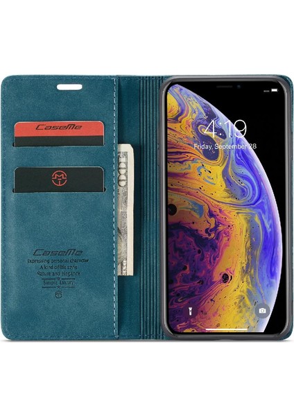 Iphone x Için Flip Case/xs Durumda Kart Yuvası Kickstand Manyetik Kapatma Pu (Yurt Dışından)