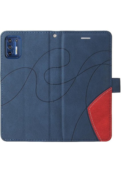 Motorola Moto G9 Artı Iki Renkli Dikiş Pu Deri Flip Folio Için Kılıf (Yurt Dışından) fırsatları