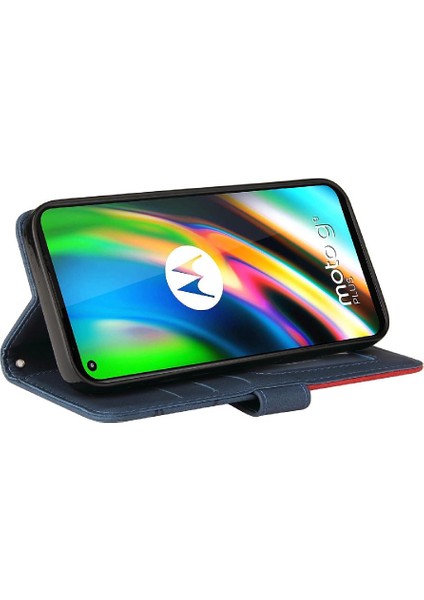Motorola Moto G9 Artı Iki Renkli Dikiş Pu Deri Flip Folio Için Kılıf (Yurt Dışından) indirimleri